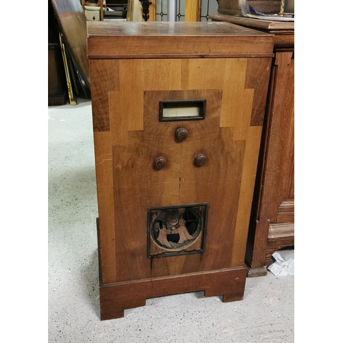 612 - Vintage Gramophone/Record Player, in tall walnut coloured case (not working), Electric Motor label