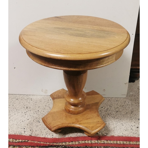 614 - Oak circular Lamp Table, 65cmH, 55cm dia