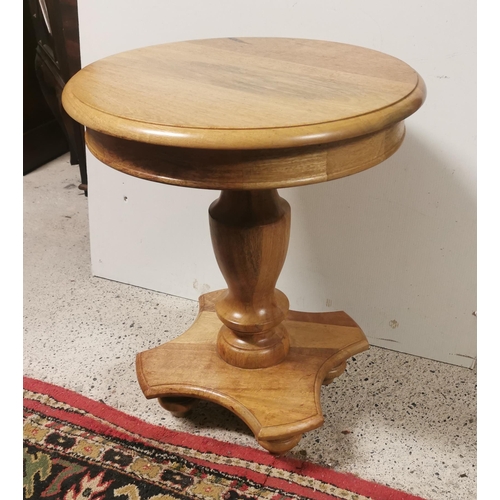 614 - Oak circular Lamp Table, 65cmH, 55cm dia