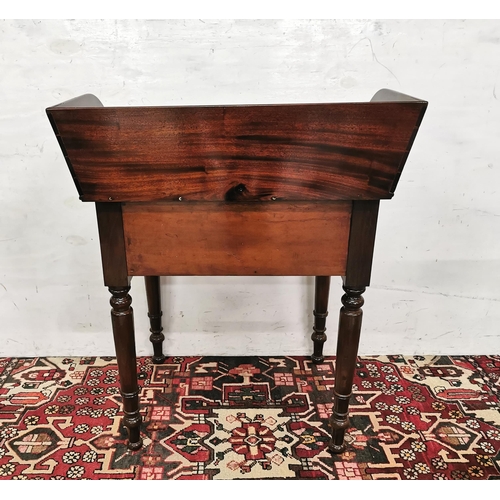 69 - Early 20thC Mahogany Wash Stand, tall back and side gallery, with a basin well and apron drawer, tur... 