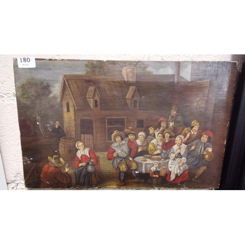 180 - 19thC Dutch Oil on Canvas The Wedding Party, 30 x 50m (unframed), unsigned