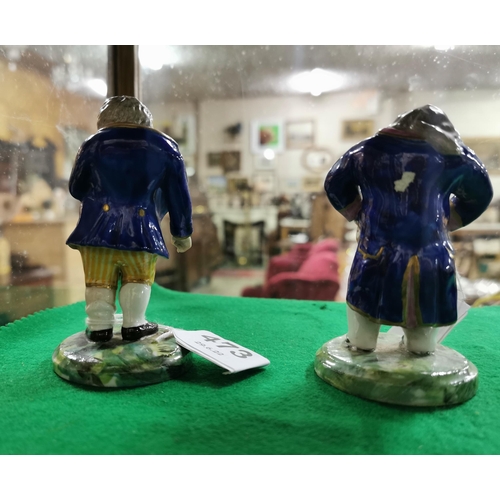 473 - Pair of Meissen Figures, after Sampson  two Tudor style Gents wearing blue coats and pantaloons (2)