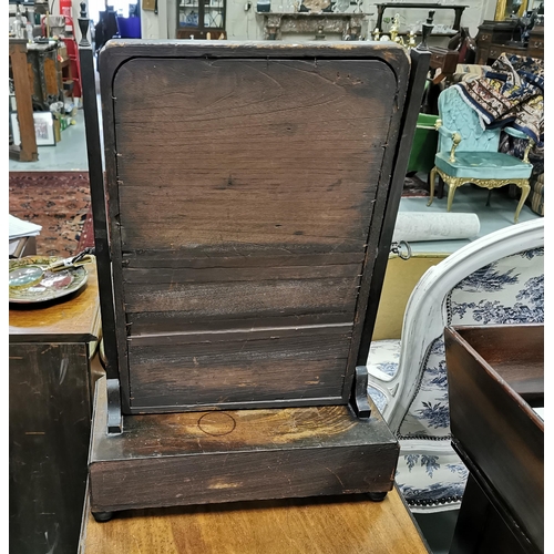 225 - 19thC Mahogany Toilet Mirror, with gilded edges and 3 drawers at the base, 67cmH x 24cmW