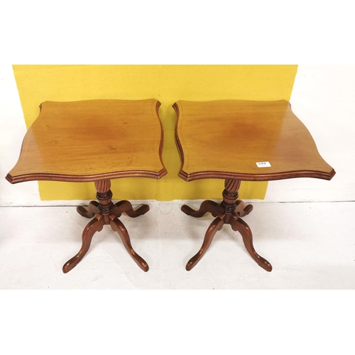 248 - Matching Pair of Occasional Tables, mahogany, rectangular shaped tops, on turned pods (4 feet), 54cm... 