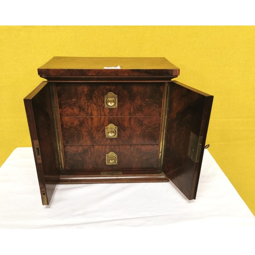 253 - Victorian Burr Walnut Specimen Desk Cabinet, 3 drawers with brass handles, inside a pair of cabinet ... 