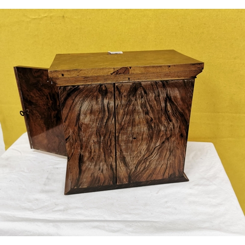 253 - Victorian Burr Walnut Specimen Desk Cabinet, 3 drawers with brass handles, inside a pair of cabinet ... 