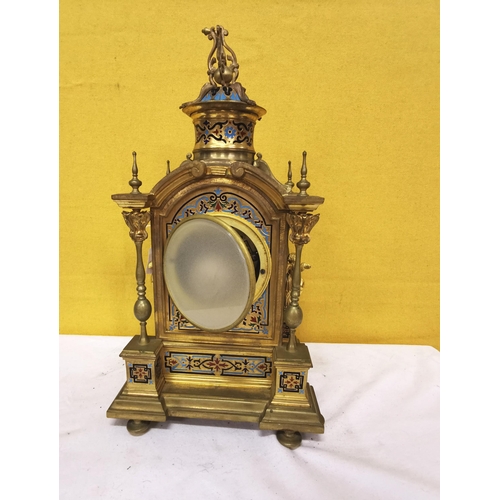 483 - 19thC Renaissance style ormolu and enamel Mantle Clock, dated 1898, stamped M.F, 41cmH x 22cmW x 17c... 