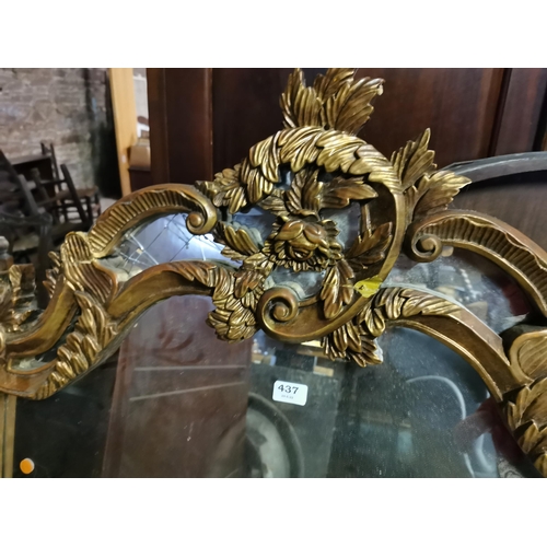 437 - Gilt composite framed overmantle, decorative, (glass cracked at the top), 1.1mW x 1.4mH