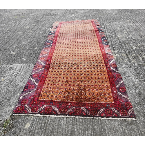 367 - Thick pile Persian Nahaven Runner, all over pattern with double border, 3.2m x 1.27m