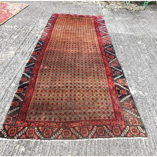 367 - Thick pile Persian Nahaven Runner, all over pattern with double border, 3.2m x 1.27m