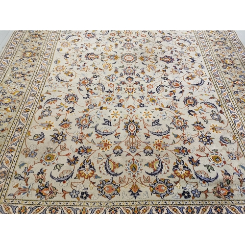 374 - Persian Wool Floor Rug, handmade, green ground with blue flower designs, 2.5m x 3.5m