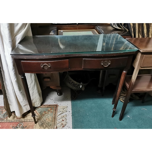 595 - Mahogany Side Table with shell decorated frieze, ball and claw (1960s), 91cmW & 2 drawer teak colou... 