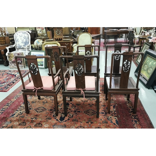 56 - Matching Set of 6 Chinese Style Hardwood Dining Chairs, including a pair of carvers, all in very goo... 