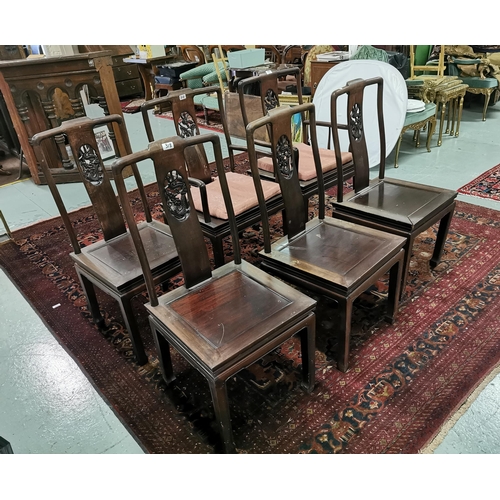 56 - Matching Set of 6 Chinese Style Hardwood Dining Chairs, including a pair of carvers, all in very goo... 