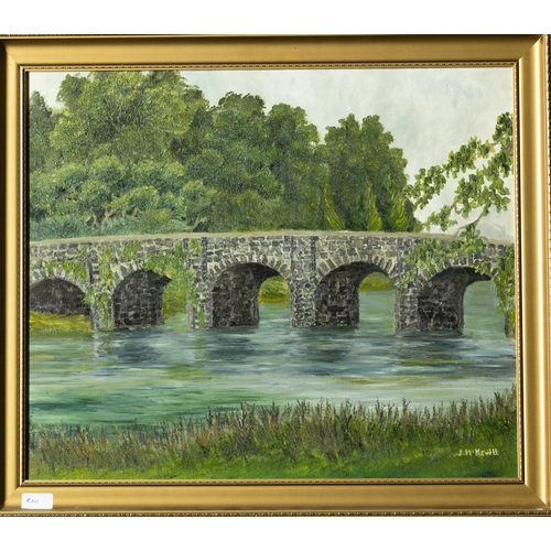 150 - JAMES McKEVITT, Over the Bridge, in a gilt frame 60cmH x 70cmW