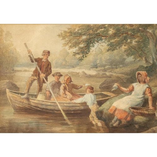 151 - GEORGE ALDOFPHUS STORY (1834  1919), Watercolour, children pleasure boating on a river, signed btm ... 