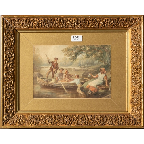 151 - GEORGE ALDOFPHUS STORY (1834  1919), Watercolour, children pleasure boating on a river, signed btm ... 