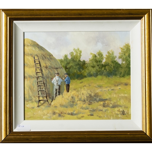 154 - LIAM REILLY, Traditional Harvesting, white mount, gilt frame, 38cmH x 43cmW