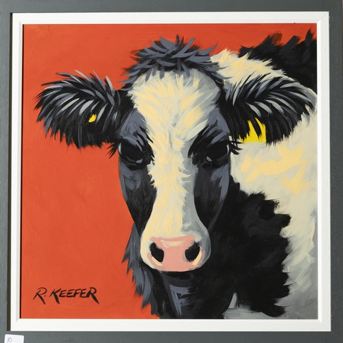 156 - RONALD KEEFER, Oil on Board, Lock Down Hair (a heifer), 68cmH x 69cmW, black frame