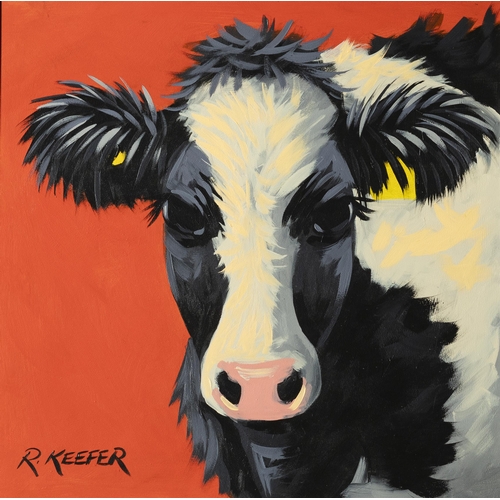 156 - RONALD KEEFER, Oil on Board, Lock Down Hair (a heifer), 68cmH x 69cmW, black frame