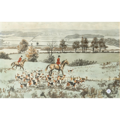 159 - W. HEADINGTON, Vintage Watercolour, At the Hunt, in a white frame, 40 x 60cm