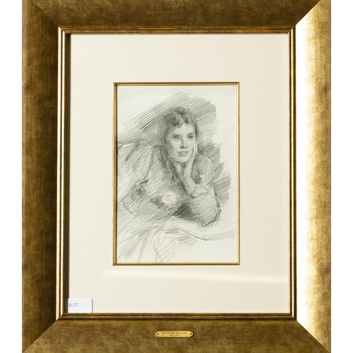 161 - JOHN BUTLER YEATS RHA 1839  1932, Lilly Yeats, Pencil Sketch 25cmH x 18cmW, re-framed, cream moun... 