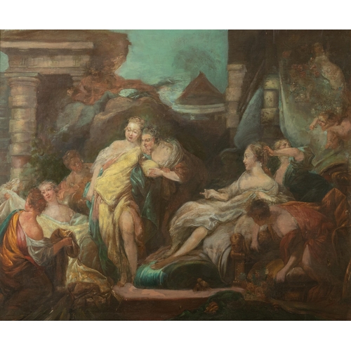 166 - Late 20thC large Oil on Canvas of a mythical Grecian scene, 82cmW x 69Hcm, in a ornate gilt frame