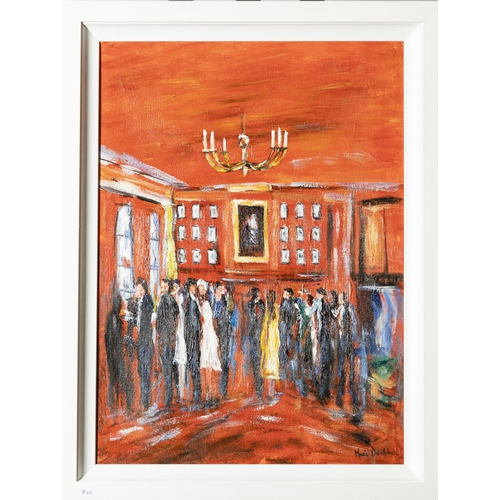 189 - MARIE DEVLIN Horseshoe Bar, Shelbourne Hotel, signed, in a contemporary white frame, 80cmH x 64cmW