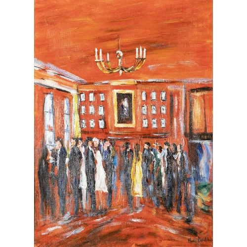 189 - MARIE DEVLIN Horseshoe Bar, Shelbourne Hotel, signed, in a contemporary white frame, 80cmH x 64cmW