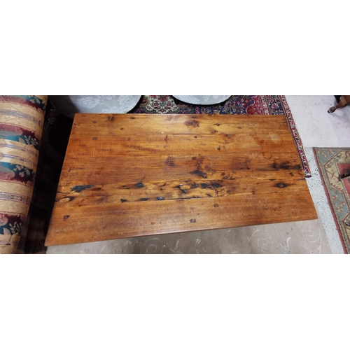 626 - Large Country Plank Style Coffee Table, with a slatted shelf below, 150cmW x 80cmD x 45cmH