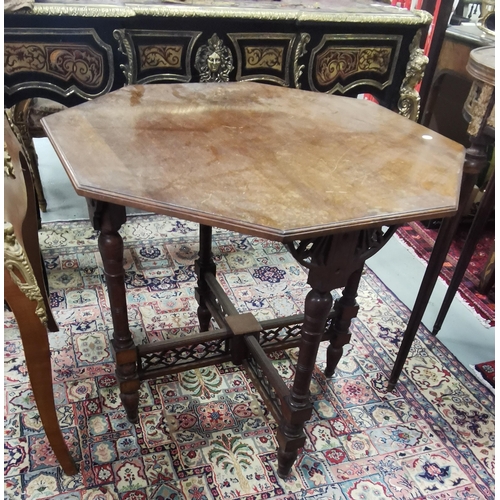 64 - Vintage walnut occasional table, 8-sided top