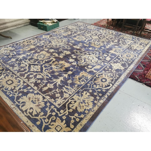 645 - Modern large blue and beige ground floor rug (worn), 2.7 x 3.45m