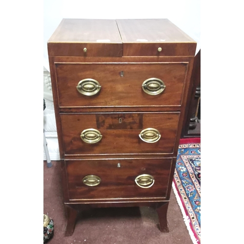 114 - Georgian Mahogany Gents Washstand, the hinged lid opening to compartments, a drawer and pot cupboard... 