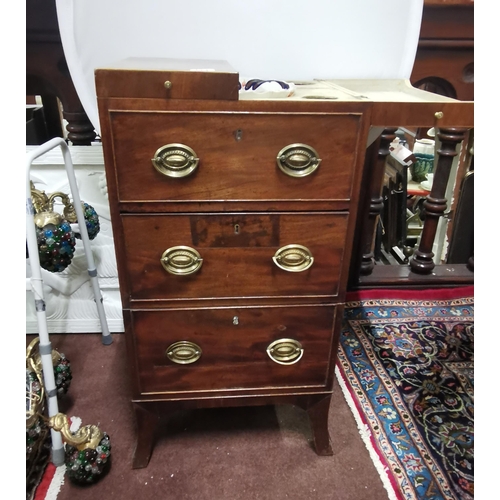 114 - Georgian Mahogany Gents Washstand, the hinged lid opening to compartments, a drawer and pot cupboard... 