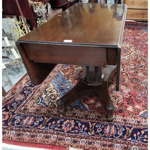 134 - WMIV Mahogany Pembroke Table, with drop ends and apron drawer, on a platform base of 4 splayed legs,... 