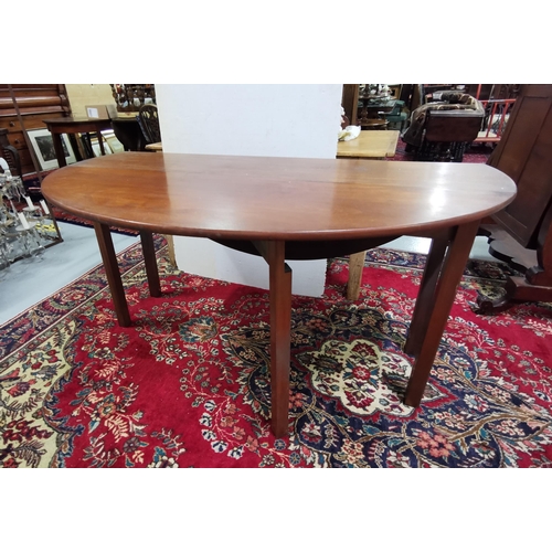 103 - Mahogany Hunt Table, with oval shaped drop leaves and one apron drawer, on chamfered legs, 1.45 long... 