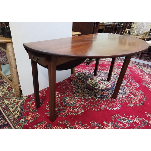 103 - Mahogany Hunt Table, with oval shaped drop leaves and one apron drawer, on chamfered legs, 1.45 long... 