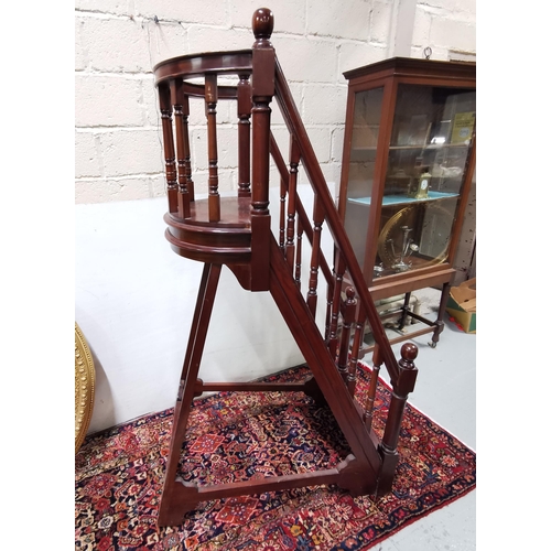 104 - Tall Mahogany Library Steps, Regency Style, having 6 steps and a landing gallery, 175cmH x 60cmW, on... 