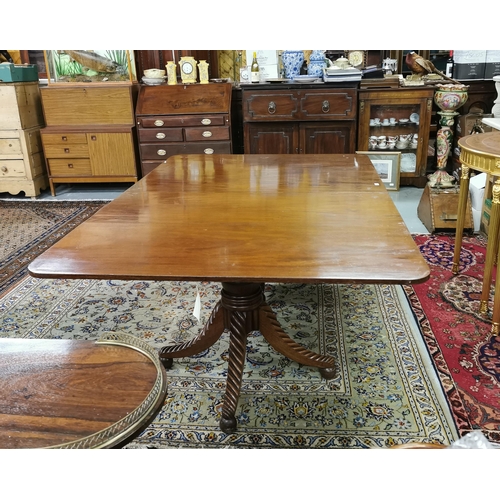 117 - Late 20thC good quality Mahogany Extendable Dining/Boardroom Table, on reeded twin pillar pods havin... 