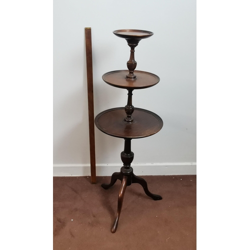 121 - 3 Tier circular small Dumbwaiter, on a tripod base, 102cmH x 36cm dia