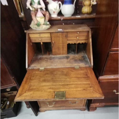 126 - Compact Oak Fall front Bureau, letter compartments inside, above 4 drawers, bracket feet, 62cmW x 10... 