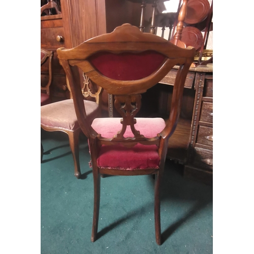 13 - Matching Set of 4 Victorian Rosewood Sitting Room Chairs, with shell shaped pediments & pink padded ... 