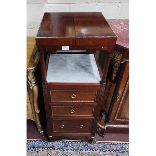 141 - Early 20thC French Mahogany Gents Washstand, (very good condition), the adjustable toilet mirror wit... 