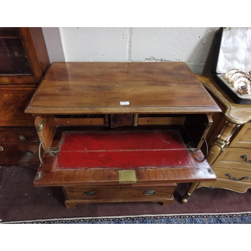 143 - Georgian Mahogany Secretaire Chest, good compact size, the drop front secretaire desk having a red w... 