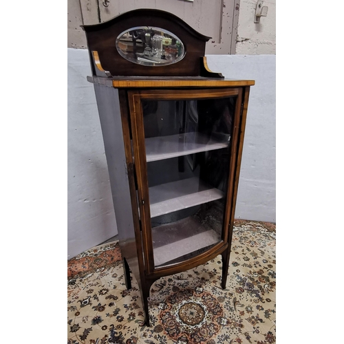 179 - Edw. Inlaid Mahogany Compact Display Cabinet, a mirrored gallery over 3 shelves, on tapered legs, 48... 