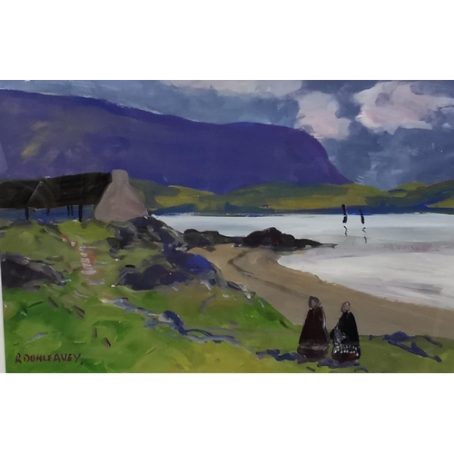 218 - ROBERT DUNLEAVEY, Oil on Board, Evening Time at Silver Lough, 54 x 67.5cm