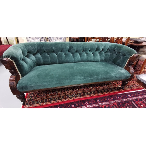 24 - Fine quality 19thC Oak Framed Settee - a chesterfield shaped deep buttoned back with floral carved s... 