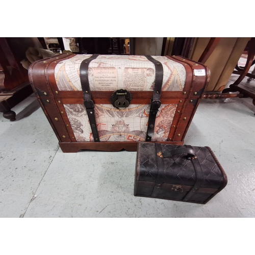 290 - Modern trunk with world map decor & a diamond detail small chest (2)