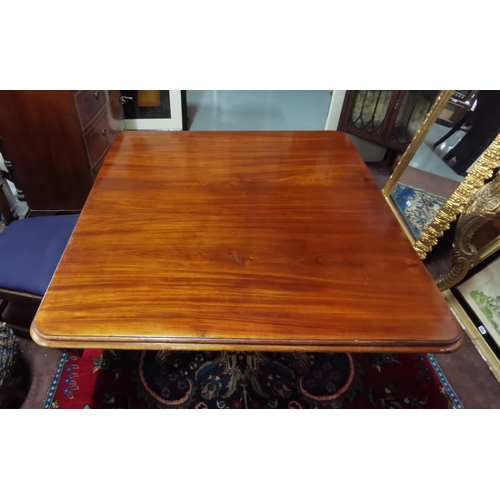 315 - Mahogany Dining Table, on a central pod with 4 nicely carved splayed legs, 1.28mW x 1.3mD (71cm unde... 