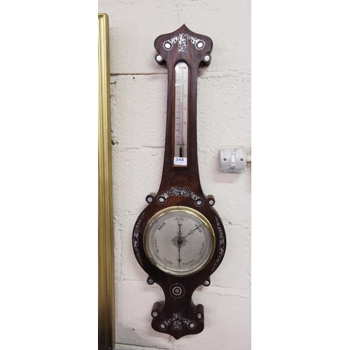 348 - Victorian Rosewood framed Barometer, inlaid with intricate mother of pearl décor, 94cmH